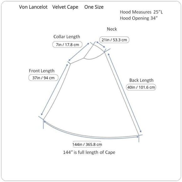 Von Lancelot Hooded Crushed Red Velvet Cape Cloak Halloween 40"L One SZ Costume - Picture 10 of 10